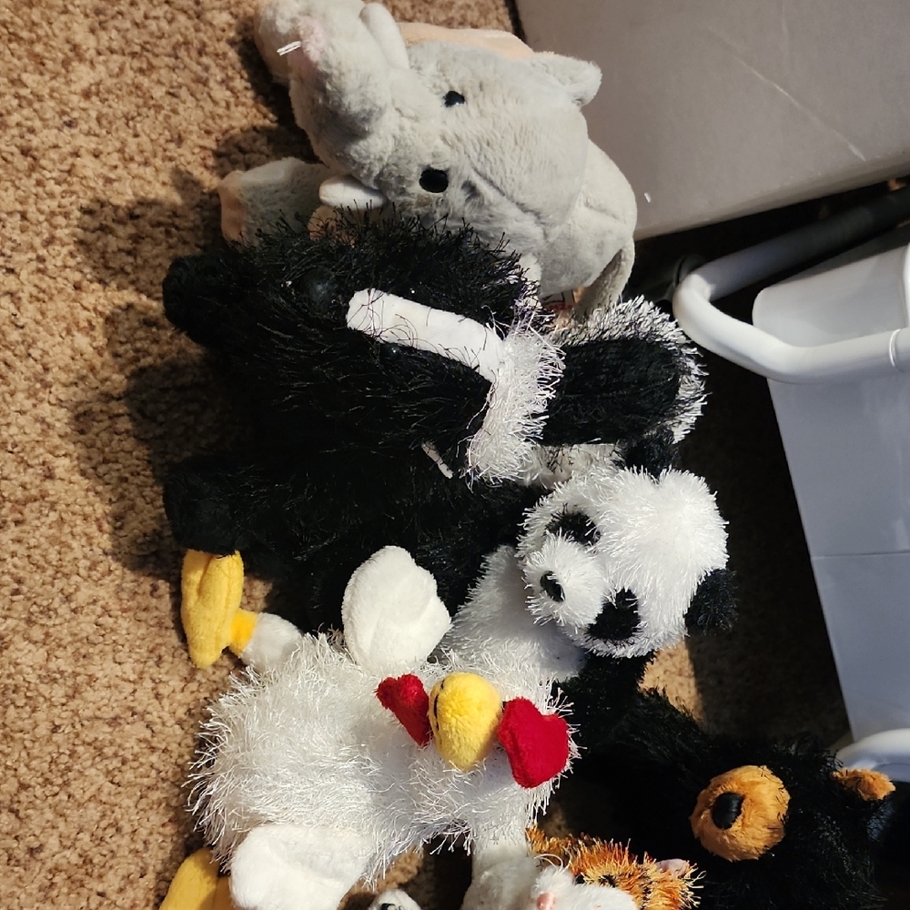 Plush Animal Webkinz Toy Set - Black, White, Gray